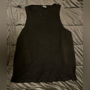 Black Workout Tank with Mesh Detail